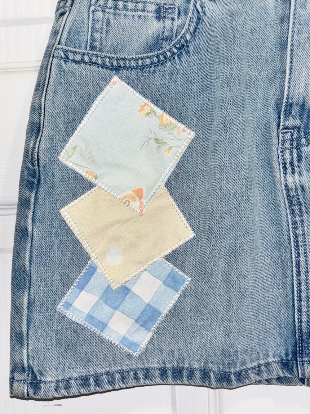 Dolls Kill x Holly Hobbie Dose Of Happy Patchwork Denim Skirt Jean Size XS - Picture 7 of 13